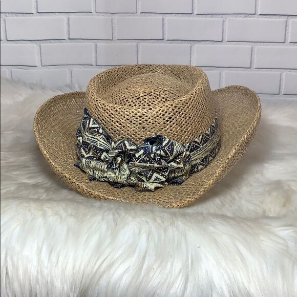 Banded Straw‎ Fedora Hat with Bow Detail main image 4